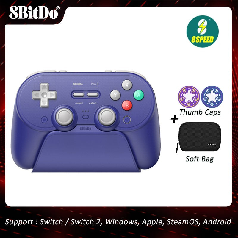 8BitDo Pro 3 Bluetooth Controller for Nintendo Switch 1/2 with TMR Joysticks, Charging Dock for Windows, Apple, SteamOS, Android