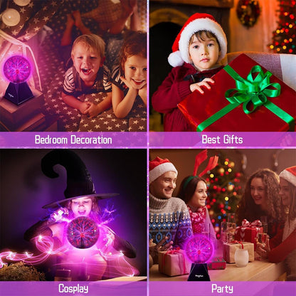 Plasma Lamp Eu Plug Light Static Globe Glass Ball Lightning Magic Electricity Powered Sensitive Touch Usb Red Bulb Battery 6Inch