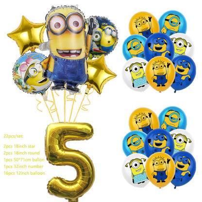 Anime Minion Themed Party Decorations Party Tableware Set Plates Cups Birthday Balloons Big Eye Yellow Man Party Favors Supplies