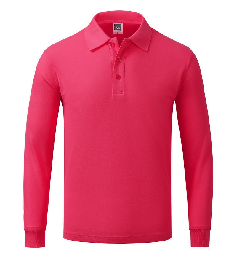 Cotton long sleeved polo shirt, men's and women's breathable spring and autumn T-shirt, printed logo embroidery workwear