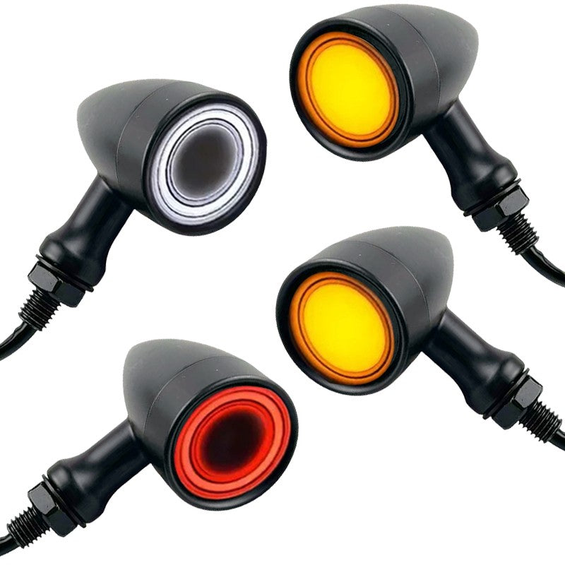Front Rear LED Motorcycle Bullet Indicator Turn Signal Light 3 in 1 Running Brake Taillight Retro Integrated Light For Harley