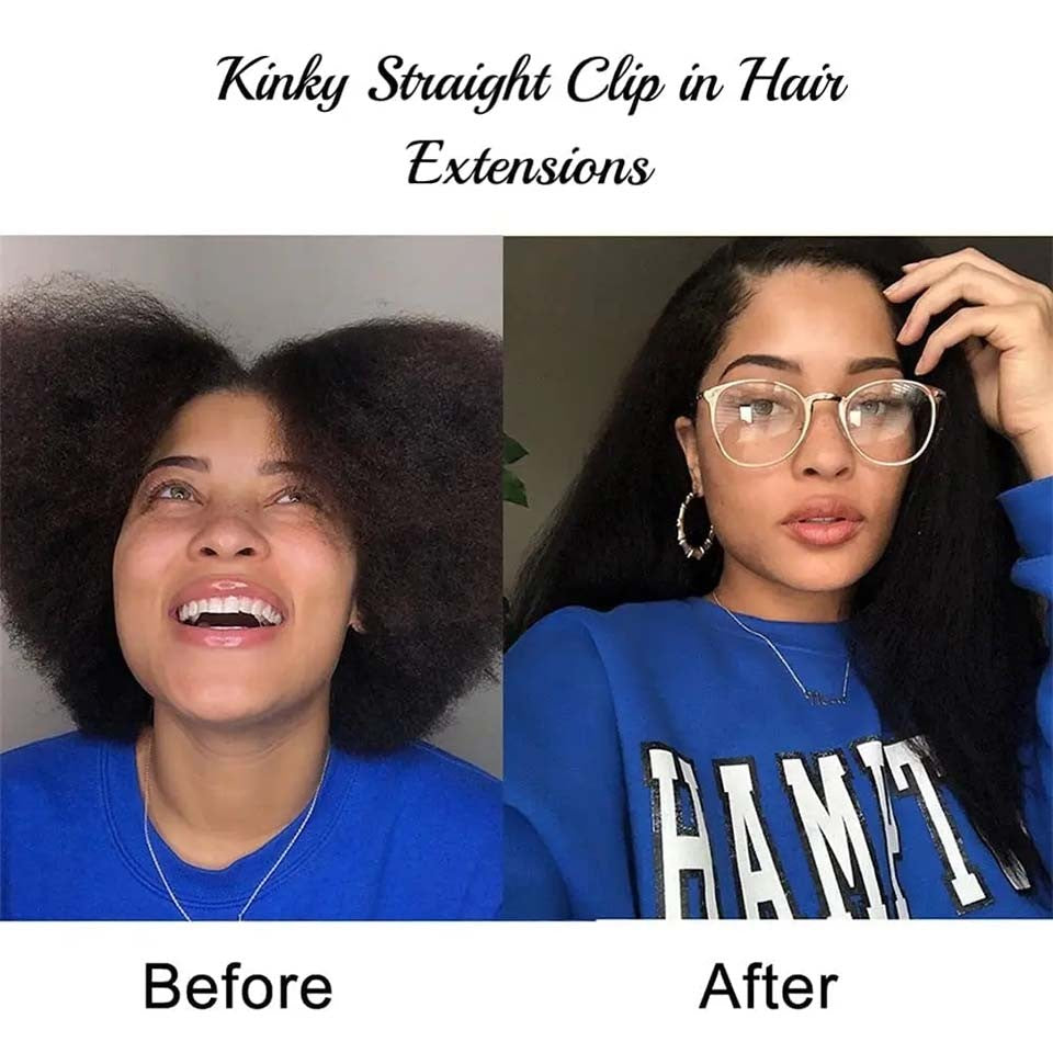 Extensões de Cabelo Humano Cacheado Liso 100% Não Processado Remy Clip-in Extensões de Cabelo com Trama Dupla de Pele Clip-in Para Mulheres Negras