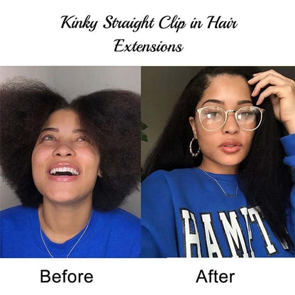 Extensões de Cabelo Humano Cacheado Liso 100% Não Processado Remy Clip-in Extensões de Cabelo com Trama Dupla de Pele Clip-in Para Mulheres Negras