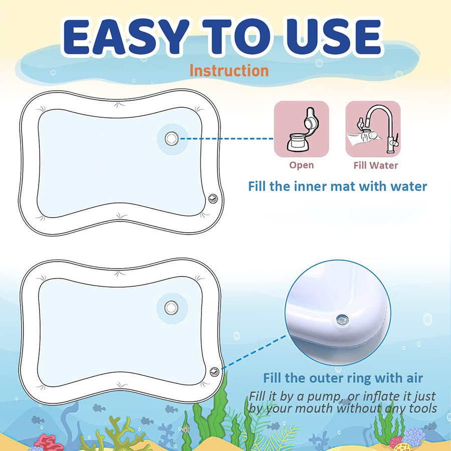 Tapete de Água Inflável para Bebês Almofada de PVC para Tempo de Bruços Infantil Tapete Aquático para Crianças Brinquedos de Atividades de Desenvolvimento para Educação Precoce