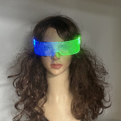 Led Luminous Glasses Bar Masquerade Concert Rave Goggles Rainbow Space Robot Futuristic Led DJ LIGHT Glasses Star Y2k Glasses