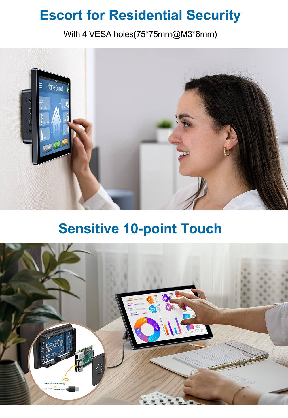 7 inch Touch Screen Monitor for Embeddable Raspberry Pi 4 3 Banana Orange RasPi 1024*600 LCD Display HMDI VESA Fan Cover