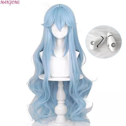 High Quality Ayanami Rei Wigs Anime EVA Cosplay Synthetic Long Wavy Blue Heat Resistant Hair Wig for Daily Party