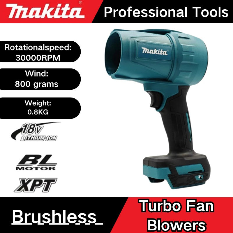 Soprador Turbo Elétrico a Jato sem Escovas Makita 30000RPM de Alta Potência, Ferramenta para Soprar Neve, Folhas e Poeira para Makita 18V