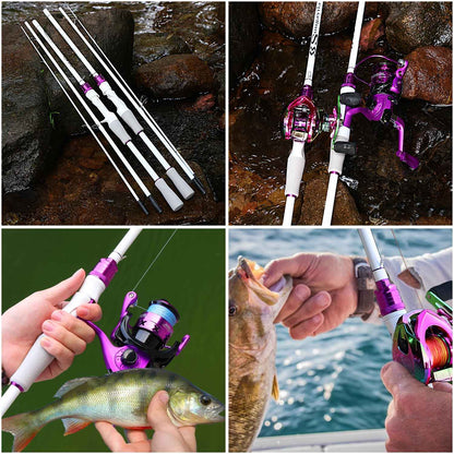 Vara de Pesca Sougayilang Casting/Spinning 2 Seções 1.8m Ultralight Carbono Cabo EVA para Várias Águas