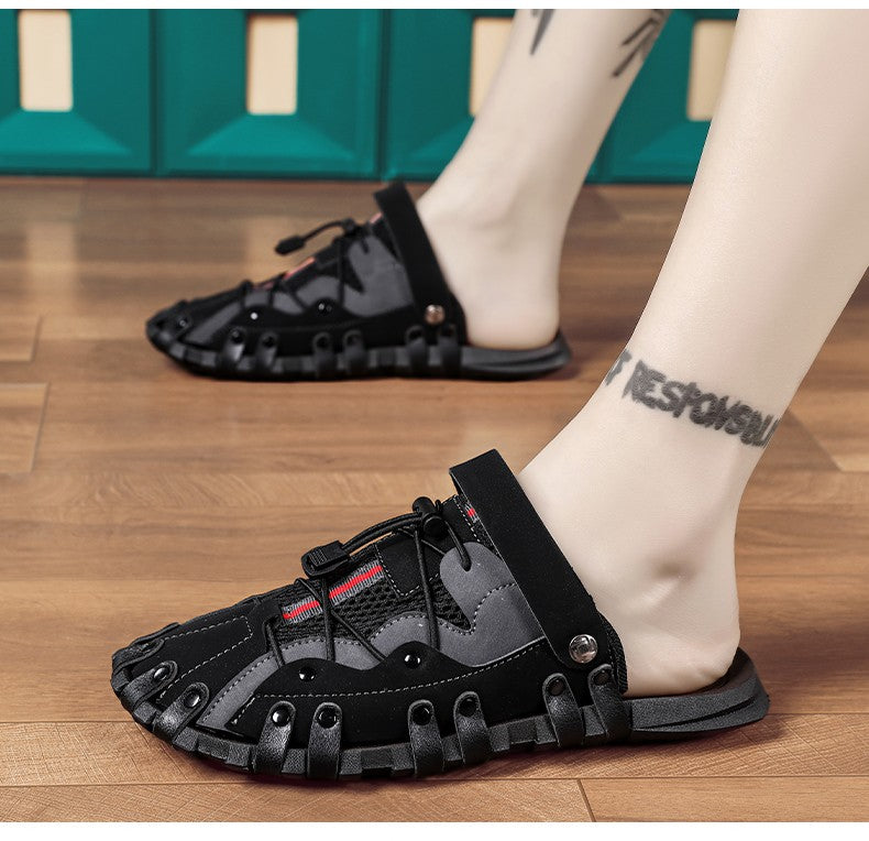 Men plus size Baotou casual sandals summer soft-sole non-slip outdoor beach shoes fashion youth outdoor dual-use sports slippers