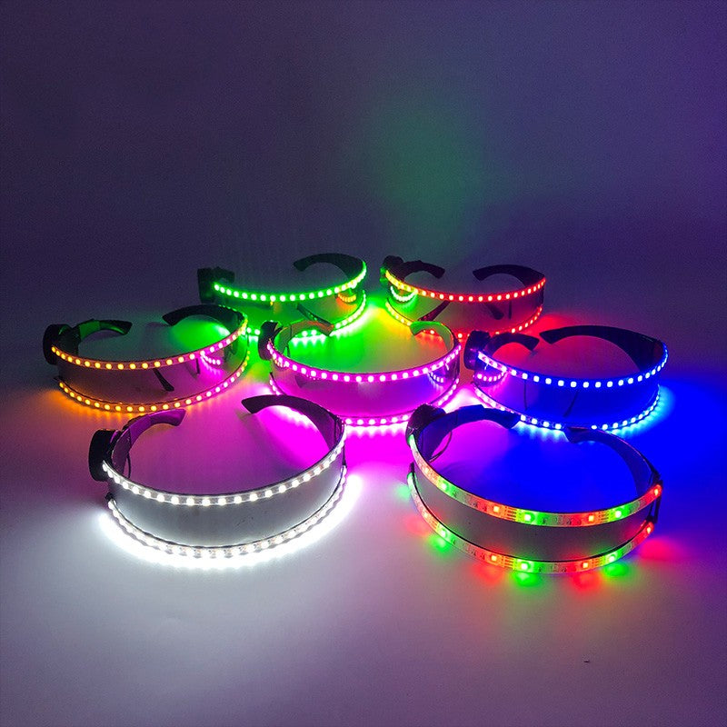 Cyberpunk Futuristic Luminous Glasses Rave Cyber light up Goggles LED glowing visor glasses for EDM music show props