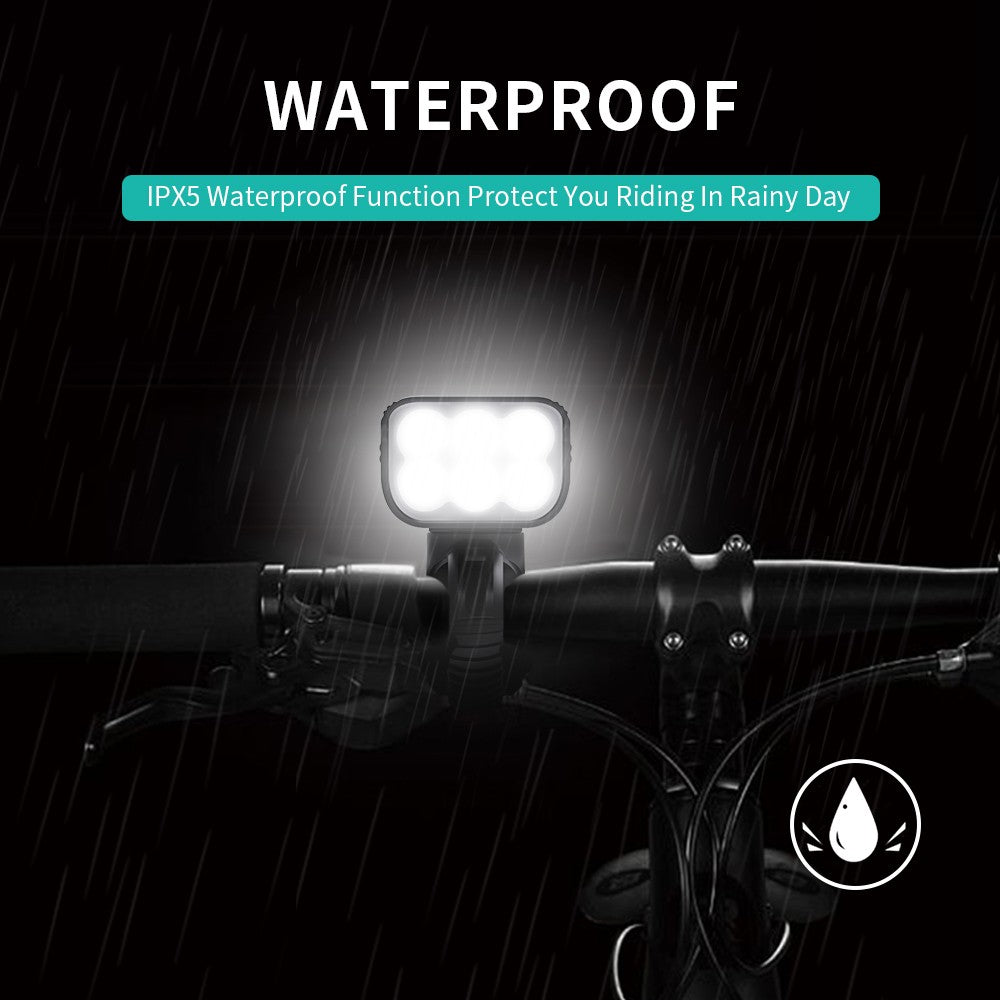 NATFIRE 2 Pcs Bike Light USB Rechargeable 3600LM Bike Headlight 6*LED Super Bright Flashlight Front Lights and Color Rear light