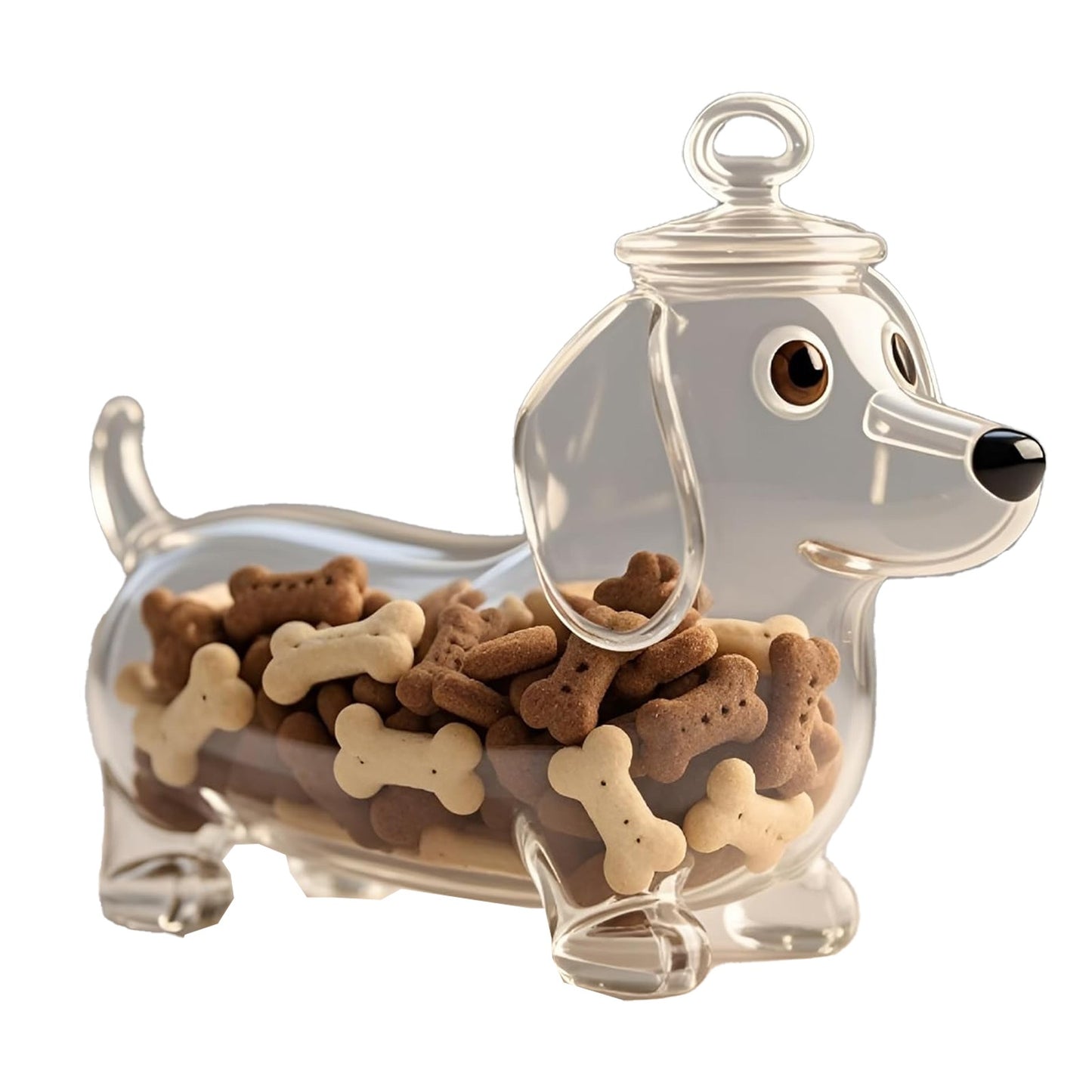 Pote de Vidro Temático de Cachorro Dachshund Fofo Recipiente de Armazenamento de Alimentos Pote de Lanche com Vedação na Tampa Vasilha para Petiscos de Cachorro