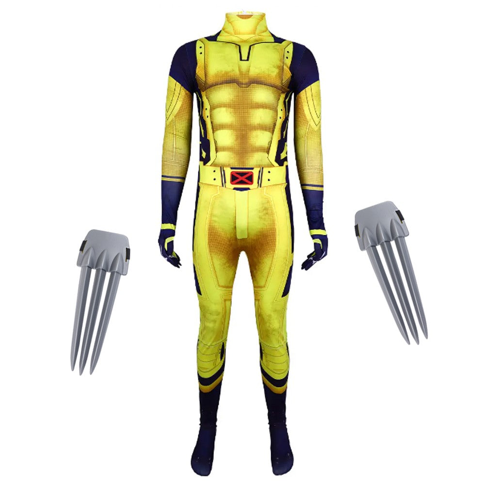 Deadpool vs Wolverine Boys Superhero Cosplay Spandex Suits with Accessories Swords Claws Children Birthday Gift Toy Role Play