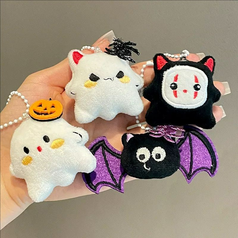 Funny Halloween Plush Keychain Pumpkin Head Kawaii Cartoon Plush Pendant Decoration Soft Furry Bag Pendant Gift Giving