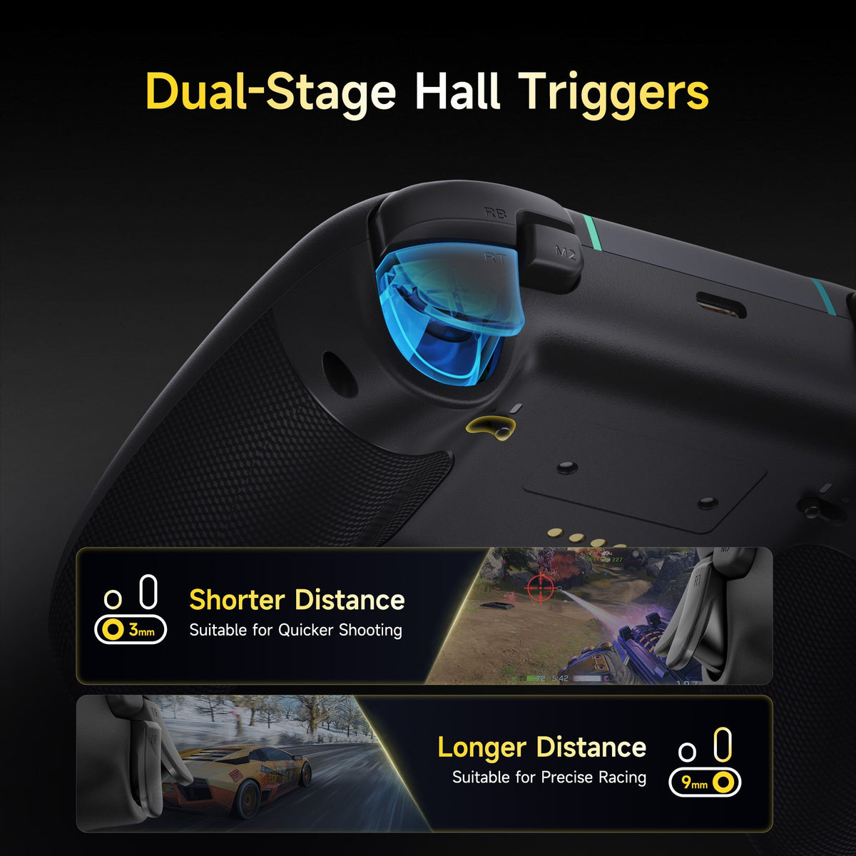 EasySMX X05 Pro Wireless Gamepad, Hall?Effect Anti?Drift Joystick, Dual Vibration Controller for PC Switch 1/2 Android iOS Steam