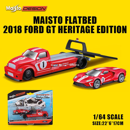 Maisto 1:64 FLATBED/1988 BMW M3 E30 1965 FORD MUSTANG elite transport Modelo de carro fundido coleção presente brinquedo