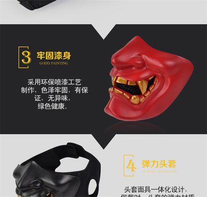 Masks Half Oni Cosplay Decor Samurai Mens Room Party Costume Face Japanese Masquerade Halloween Resin Mask Props Gifts Accessory