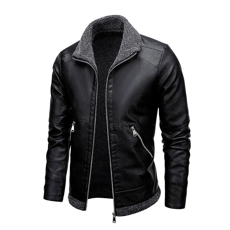 New Men's Leather Jackets Autumn Winter Slim High Quality Motorcycle PU Jacket Man Business Fleece Warm Black Leather Coats