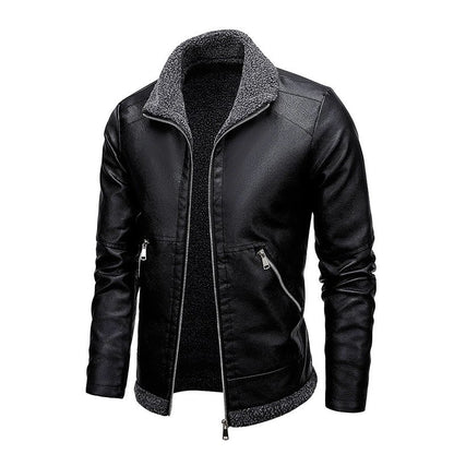 New Men's Leather Jackets Autumn Winter Slim High Quality Motorcycle PU Jacket Man Business Fleece Warm Black Leather Coats
