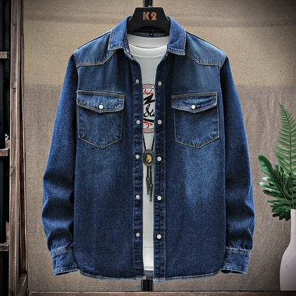 2025 Autumn New style high quality Denim shirts Men's fashion Casual Long Sleeve