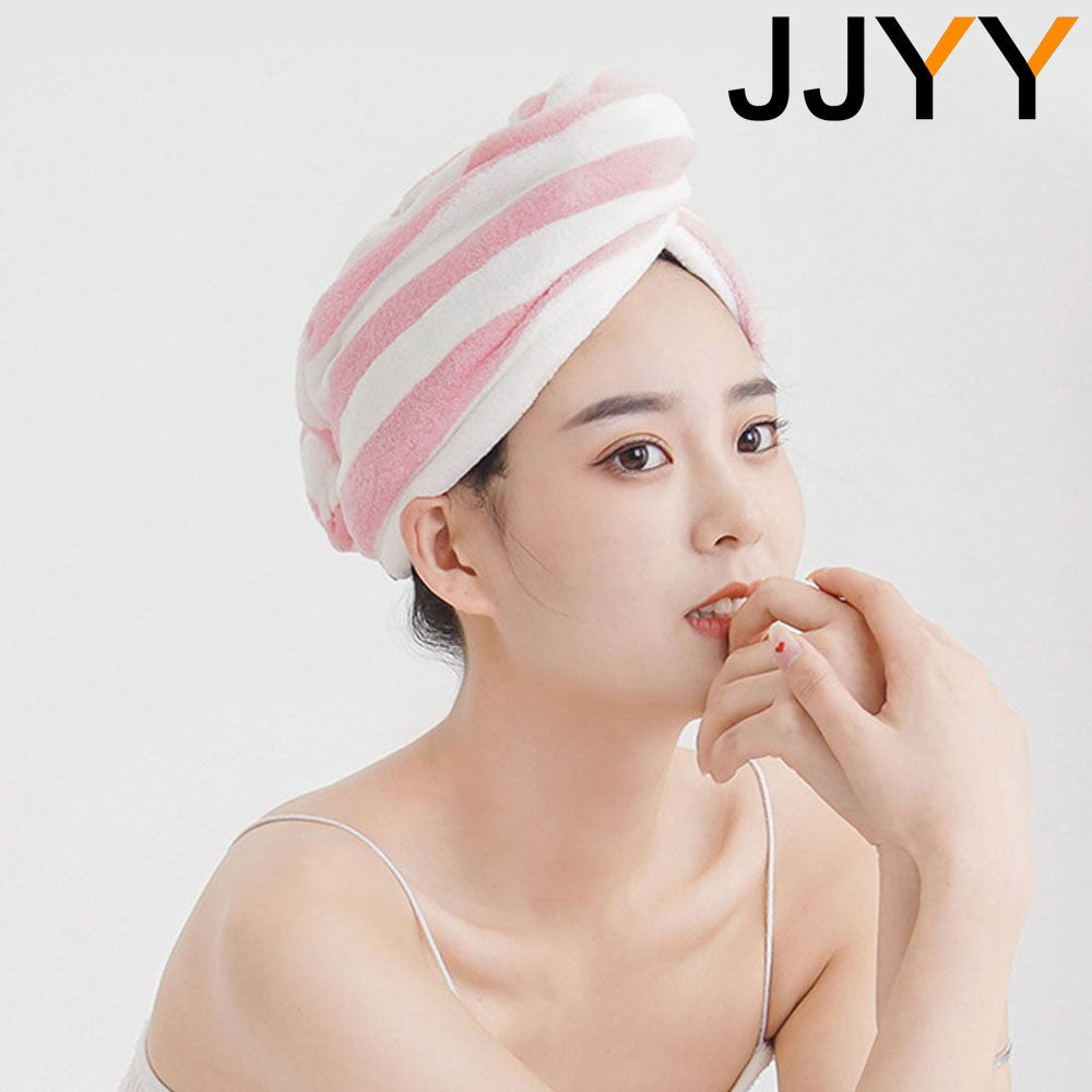 JJYY Towel Bathroom Absorbent Women Adult Quick-Drying Bath Thicker Shower Long Curly Hair Cap Dry Head Hair Towel Microfiber