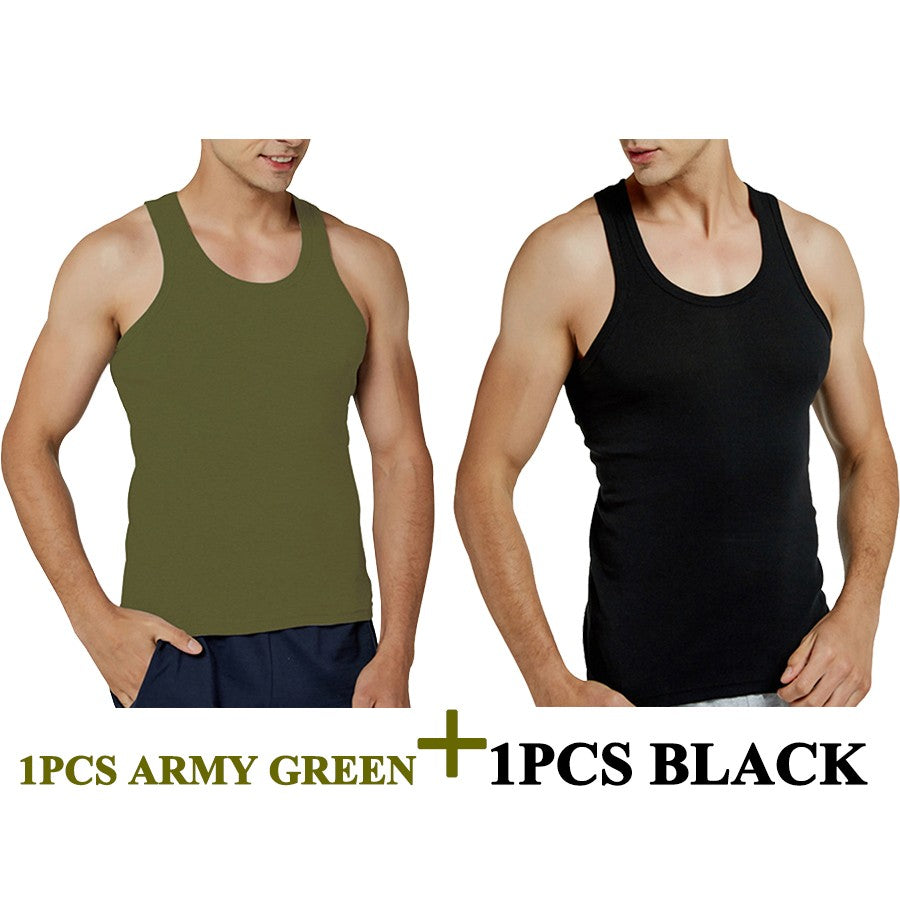 Tank Tops Men New 100% Cotton Solid Vest Mens Slim Casual Breathable Sleeveless