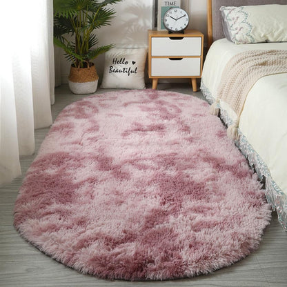 Tie-Dye Oval Living Room Rug Comfortable Soft Home Decor Floor Cushion Sofa Eend Table Bedroom Fluffy Non-Slip Plush Bed Rug