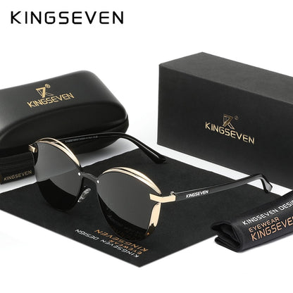 KINGSEVEN Trend Luxury Cat Eye Women's Glasses Polarized Sunglasses UV400 Lens for Lady Travel Eyewear