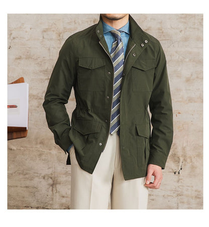 Three Spring and Summer Light Vertical Collar Waist Half Hanging M65 British Jacket Men's Retro Hunting Wear Waterproof Jacket