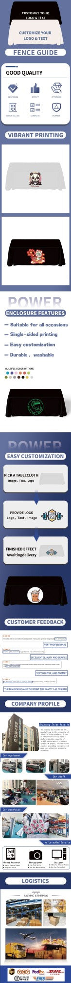 Custom Printed Polyester Fabric Tablecloth 4ft 6ft 8ft Table Waterproof Family Wedding Dining Party with Customizable Logo