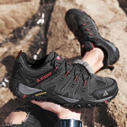 HIKEUP Tênis Masculino de Caminhada em Couro Camurça, Calçados Outdoor Resistentes ao Desgaste Masculinos para Trekking, Caminhada, Caça e Tênis Táticos