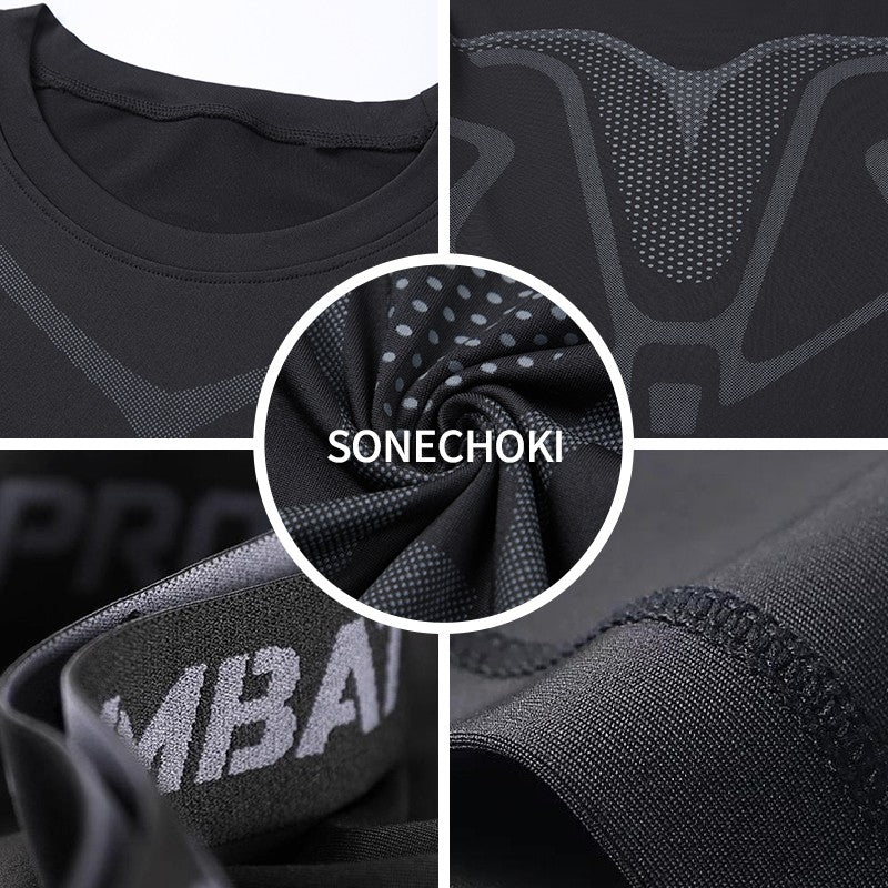New Compression Running Sets Men Quick Dry Long Sleeve Shirt Basketball Fitness Gym Legging Male Workout Muscle Top Tracksuit
