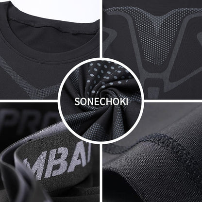 New Compression Running Sets Men Quick Dry Long Sleeve Shirt Basketball Fitness Gym Legging Male Workout Muscle Top Tracksuit