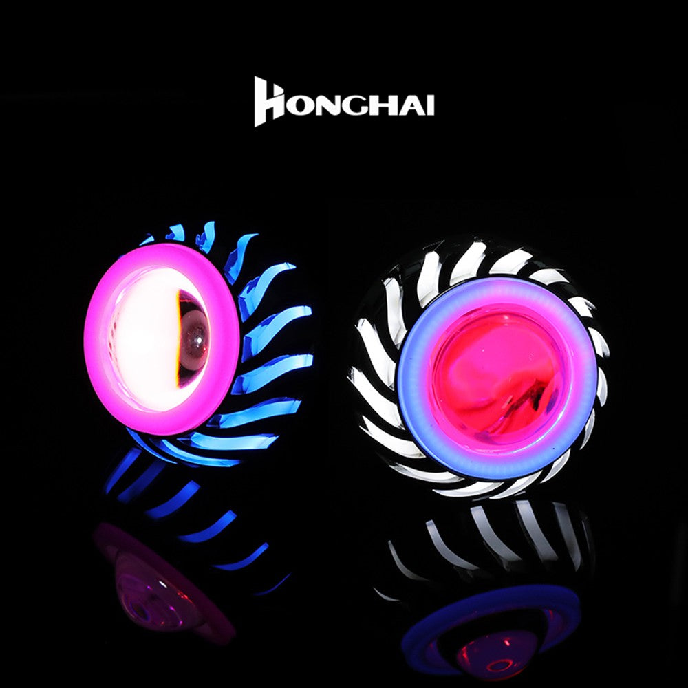 Faróis Duplos Angel Eyes para Motocicleta Alto/Baixo Feixe Luzes Auxiliares Moto Spotlights Moto Devil Eyes Faróis de LED Projetor