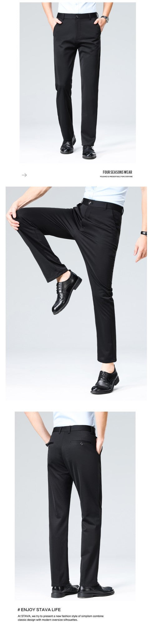 29-42 Men's Summer Pants Thin Straight Stretch Casual Pants with No Trace No Ironing Fabric Silky and Cool Feeling