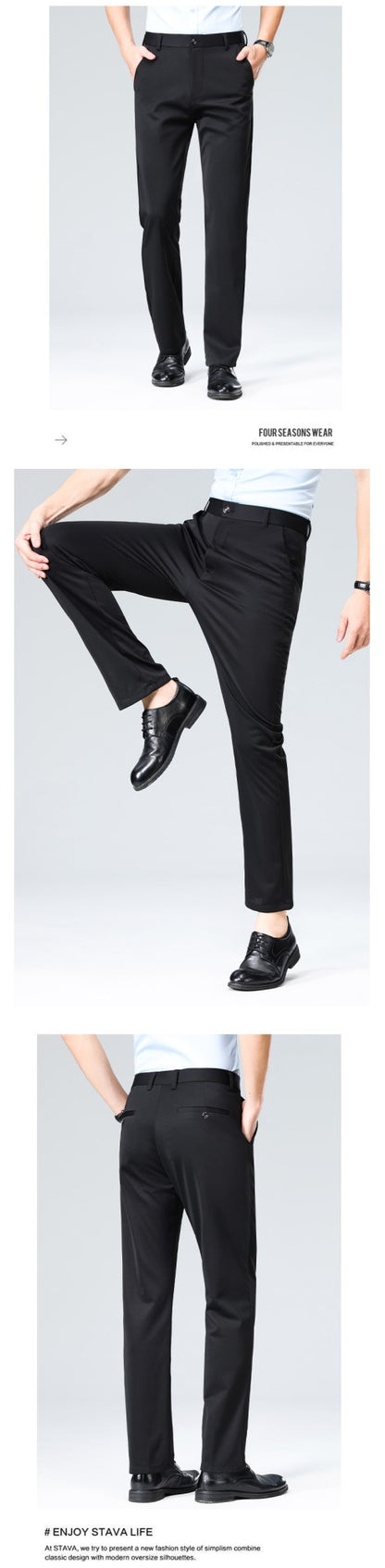 29-42 Men's Summer Pants Thin Straight Stretch Casual Pants with No Trace No Ironing Fabric Silky and Cool Feeling