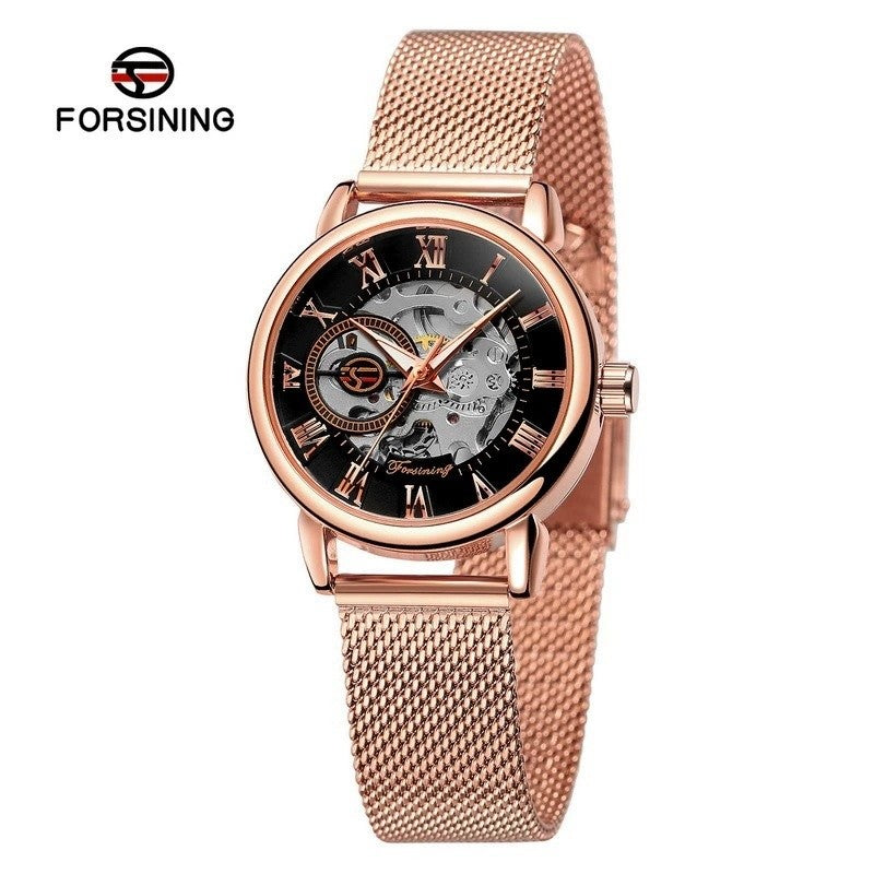 Forsining 099L Girl Bracelet Mechanical Watch With Manual Hand Wind Mechanical Wristwatch Mesh strap Female Watch Reloj Mujer
