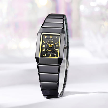 New Fashion LIGE Woman Watch Elegant Luxury Ceramic Strap Waterproof Simple Dial Quartz Women's Watches Ladies Gifts Reloj Mujer