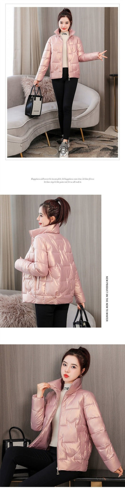 Winter Women Jacket 2022 New Fashion Glossy Cotton Padded Jacket Female Parkas Loose Short Thick Warm Casual Ladies Outwear