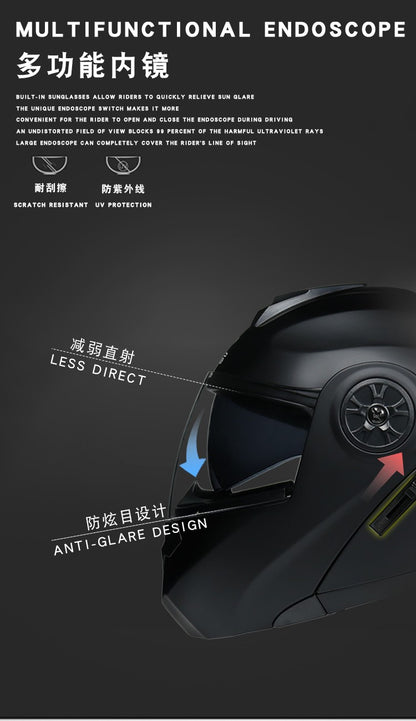 Capacete de Moto Modular Articulado para Corrida DOT Aprovado com Viseira Interna Dupla Voyage