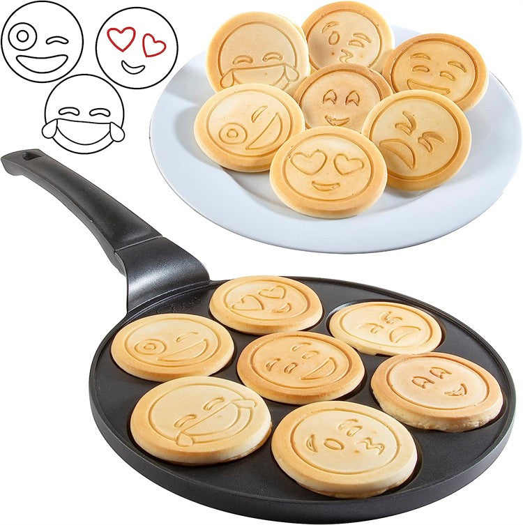 LMETJMA Chapa Antiaderente para Panquecas com Carinhas Sorridentes, 7 Formatos Únicos para um Café da Manhã Mágico JT196