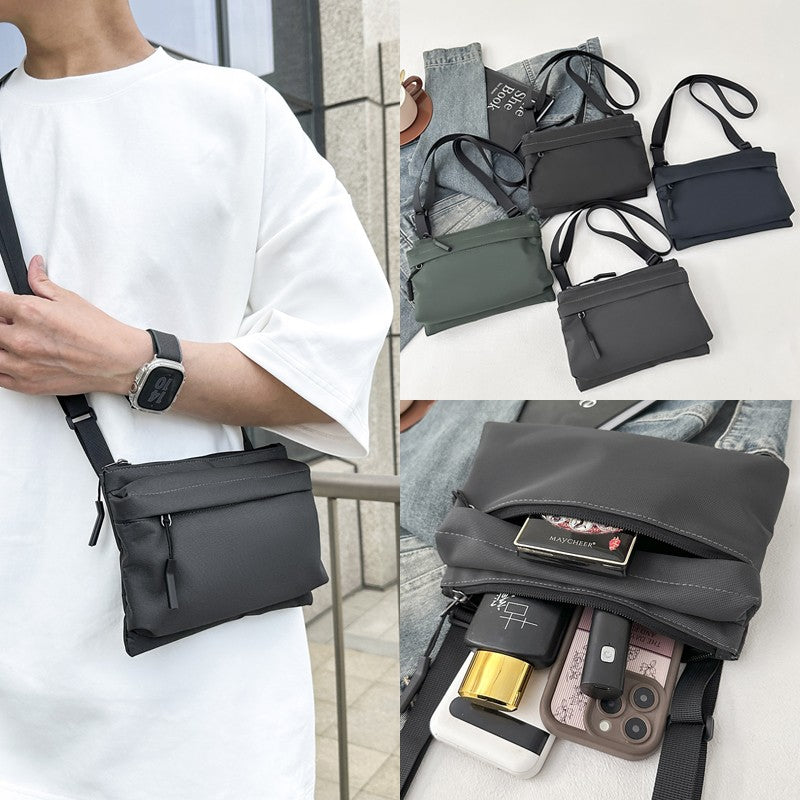 Fashion Leisure Nylon Shoulder Bag Solid Color Waterproof Cross-body Unisex Messenger Bag for Men And Women