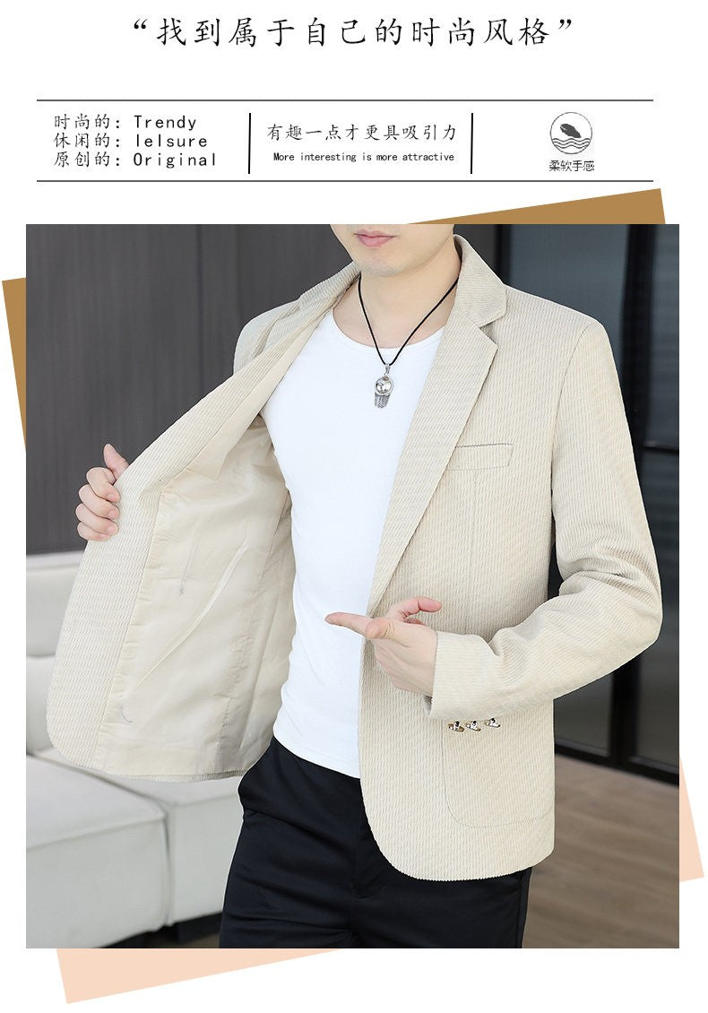 Blazer's New Men's Fashion Outdoor Travel Camping Youth Wedding Hosting Campus Slimming Casual Solid Color Korean Version Blazer