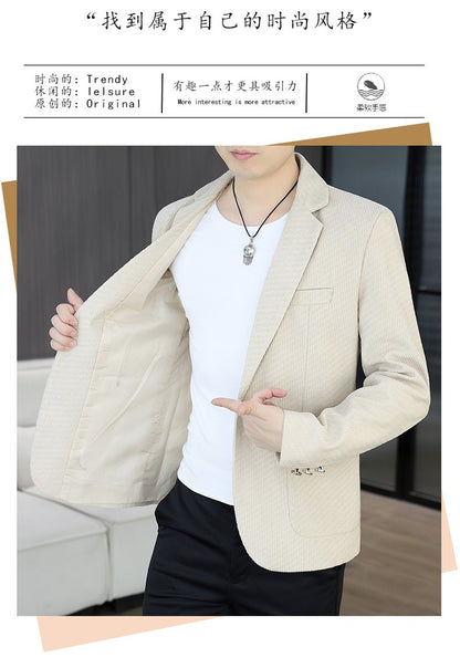 Blazer's New Men's Fashion Outdoor Travel Camping Youth Wedding Hosting Campus Slimming Casual Solid Color Korean Version Blazer