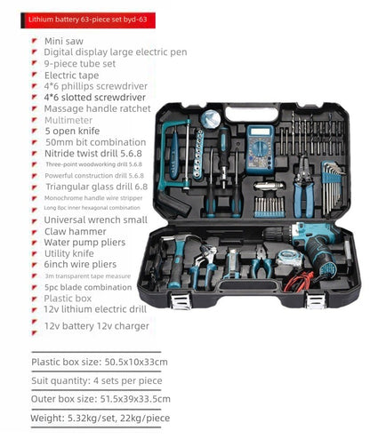 Conjuntos de Ferramentas Elétricas de Furadeira de Alta Potência Ferramentas Automotivas Ferramentas de Combinação Multifuncionais para Reparo Kit Caixa de Ferramentas para Reparo Automotivo