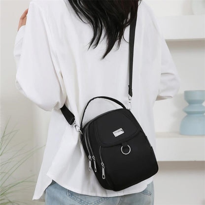 Lightweight Nylon Women's Crossbody Bag, Casual Mini Handbag with Multiple Zip Pouch, Chic Design Shoulder Bag for Everyday Use