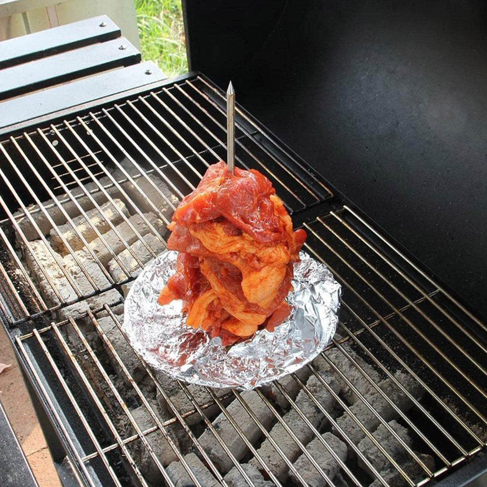 Stainless Steel Barbecue Grilling Rack for Steak Beer Metal Vertical Skewer Grilling Replacement Spikes with Handle Accessories