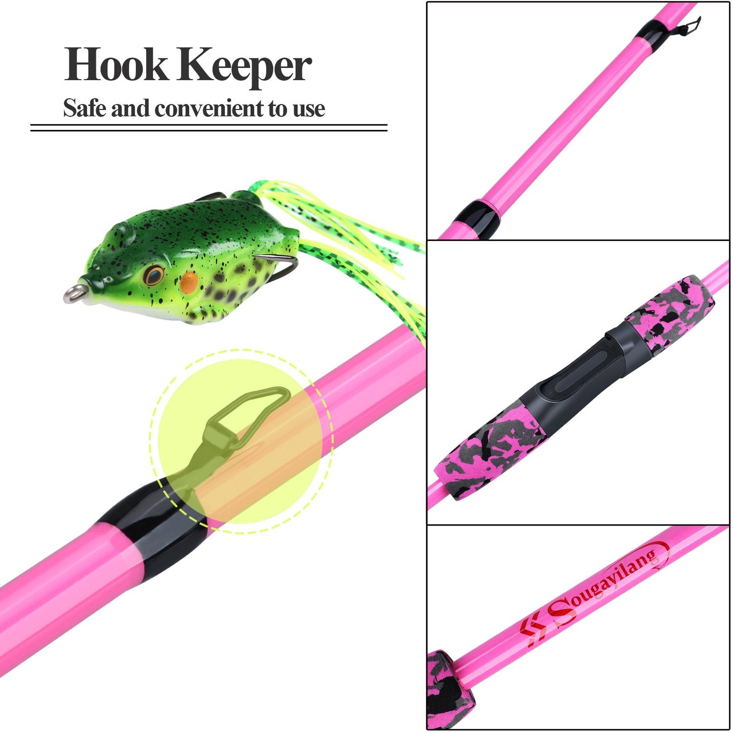 Sougayilang 5 Section Spinning Casting Rods 1.7m Ultralight Weight Carbon Fiber Fishing Rod for Travel Freshwater Fishing Pesca