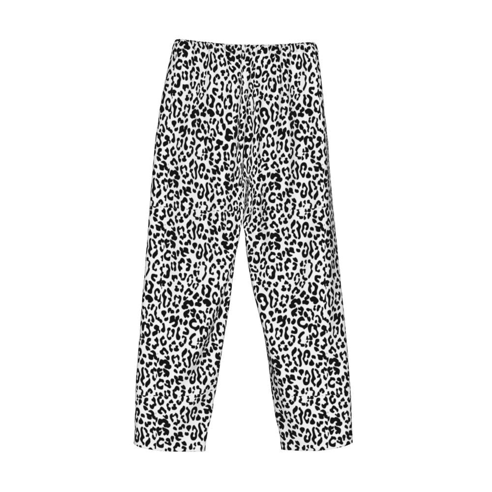 Custom Leopard Print Pajama Pants Men's Animal Skin Sleepwear Lounge Sleep Bottoms Stretch with Pockets